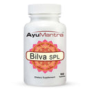Front label close-up of AyuMantra Bilva SPL Tablets bottle, 90 tablets, Aegle marmelos.