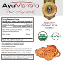 Bilva SPL Tablets supplement facts panel with USDA Organic and OneCert logos, Aegle marmelos extract.